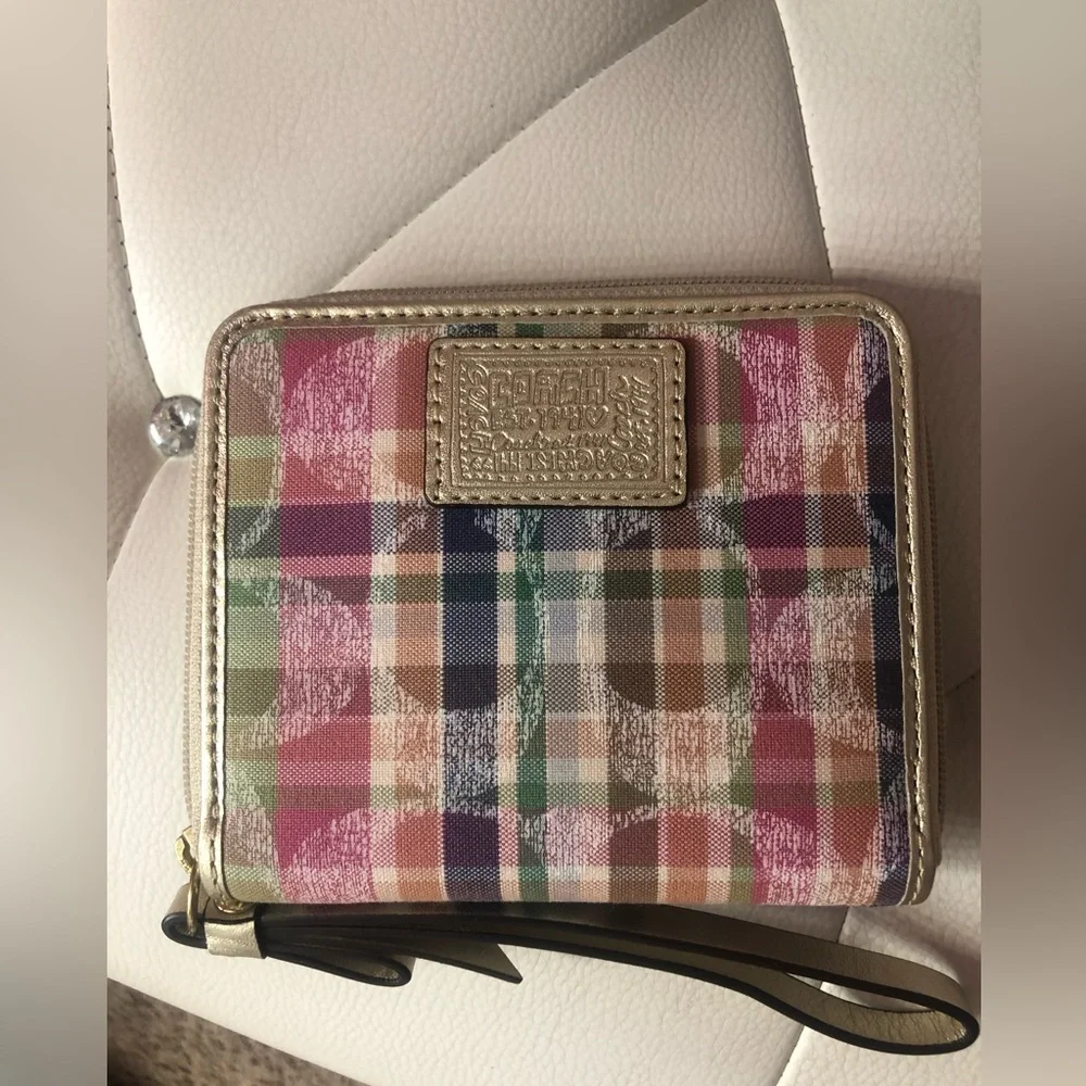 Plaid Coach Wallet